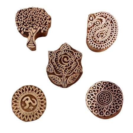 Set of 5 Piece New Mix Wooden Printing Blocks